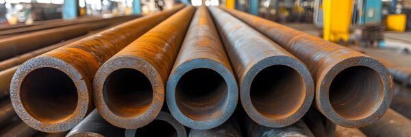 Industrial Steel Pipes Stacked: Durable Metal Components for Construction Sites, Factory Piping Systems, and Machinery Fluid Transport
